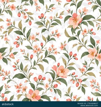 Elegant Floral Seamless Pattern Set with Five Sophisticated Colorways - Color 3